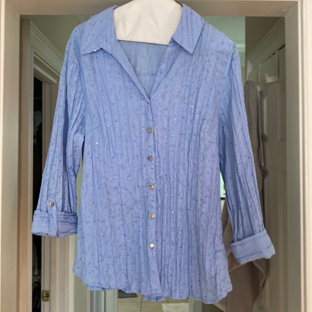 Blue blouse with small sequins